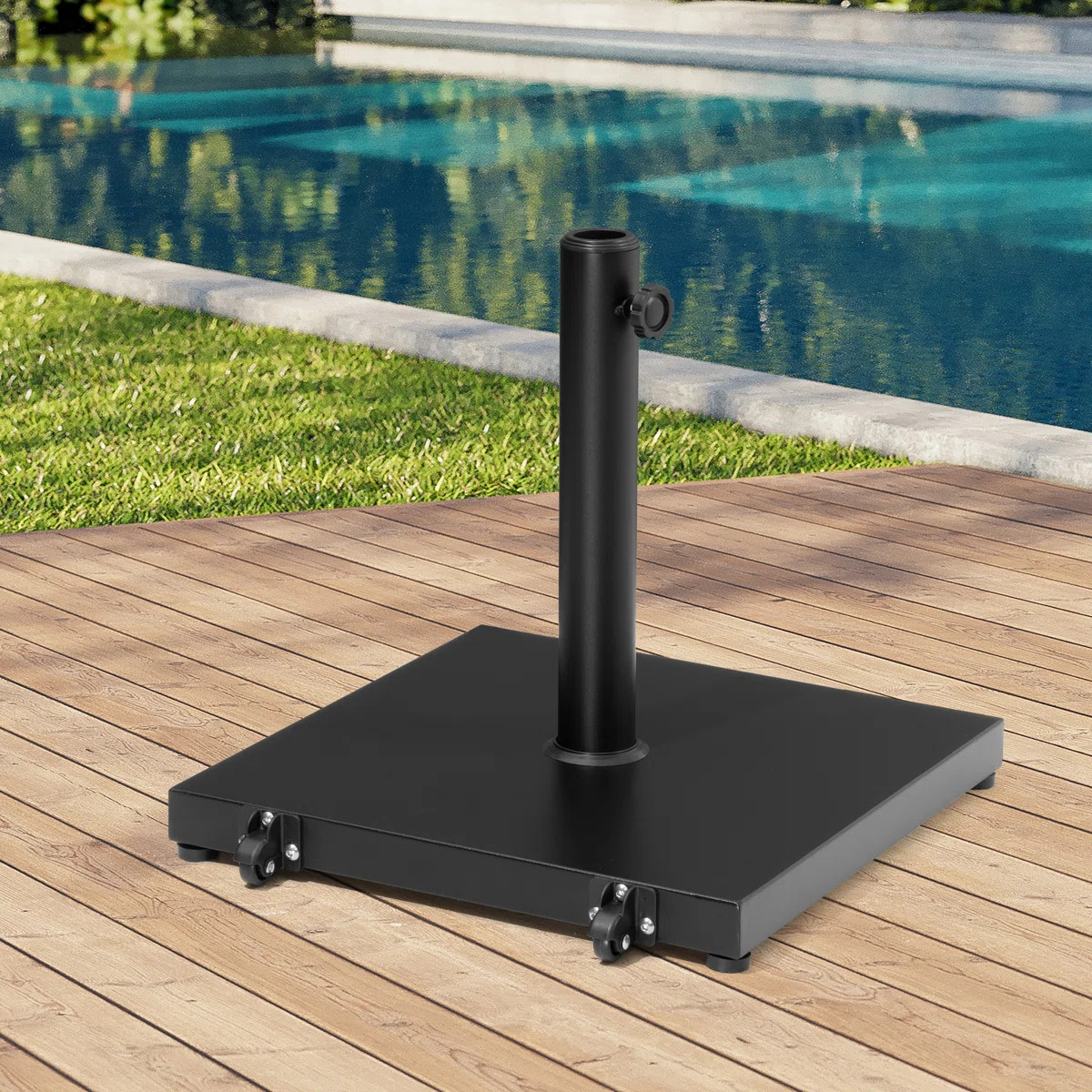 40 Lb. Concrete Free Standing Umbrella Base With Wheels, Black | Wayfair North America