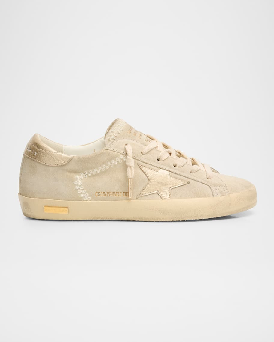 Golden Goose Super-Star Suede Metallic Leather Low-Top Sneakers | Neiman Marcus