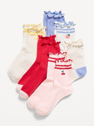 Ruffle-Cuff Quarter-Crew Socks 6-Pack for Girls | Old Navy (US)