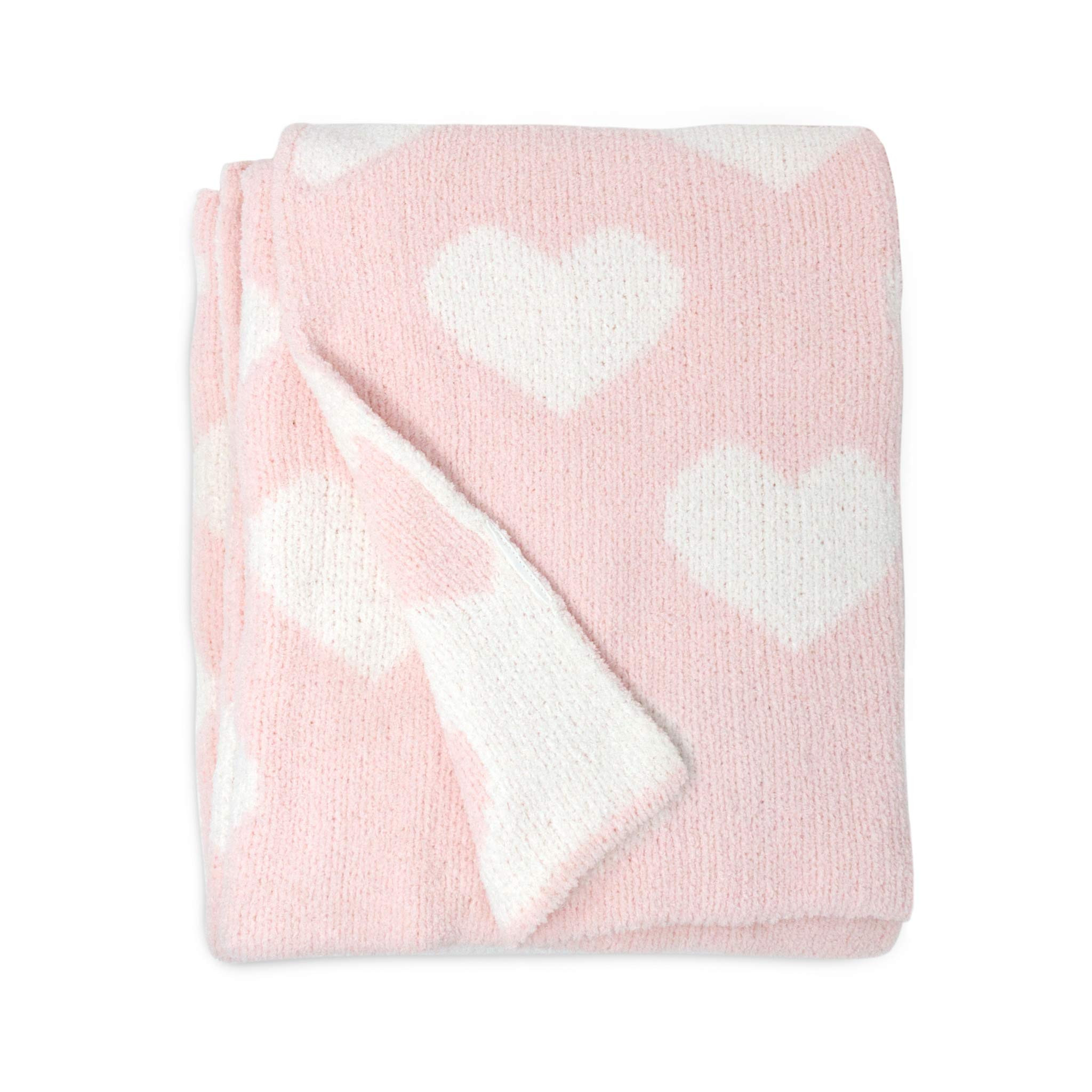 Amazon.com: Living Textiles Pink Hearts Chenille Soft Baby Blanket Reversible Premium Cozy Fabric... | Amazon (US)