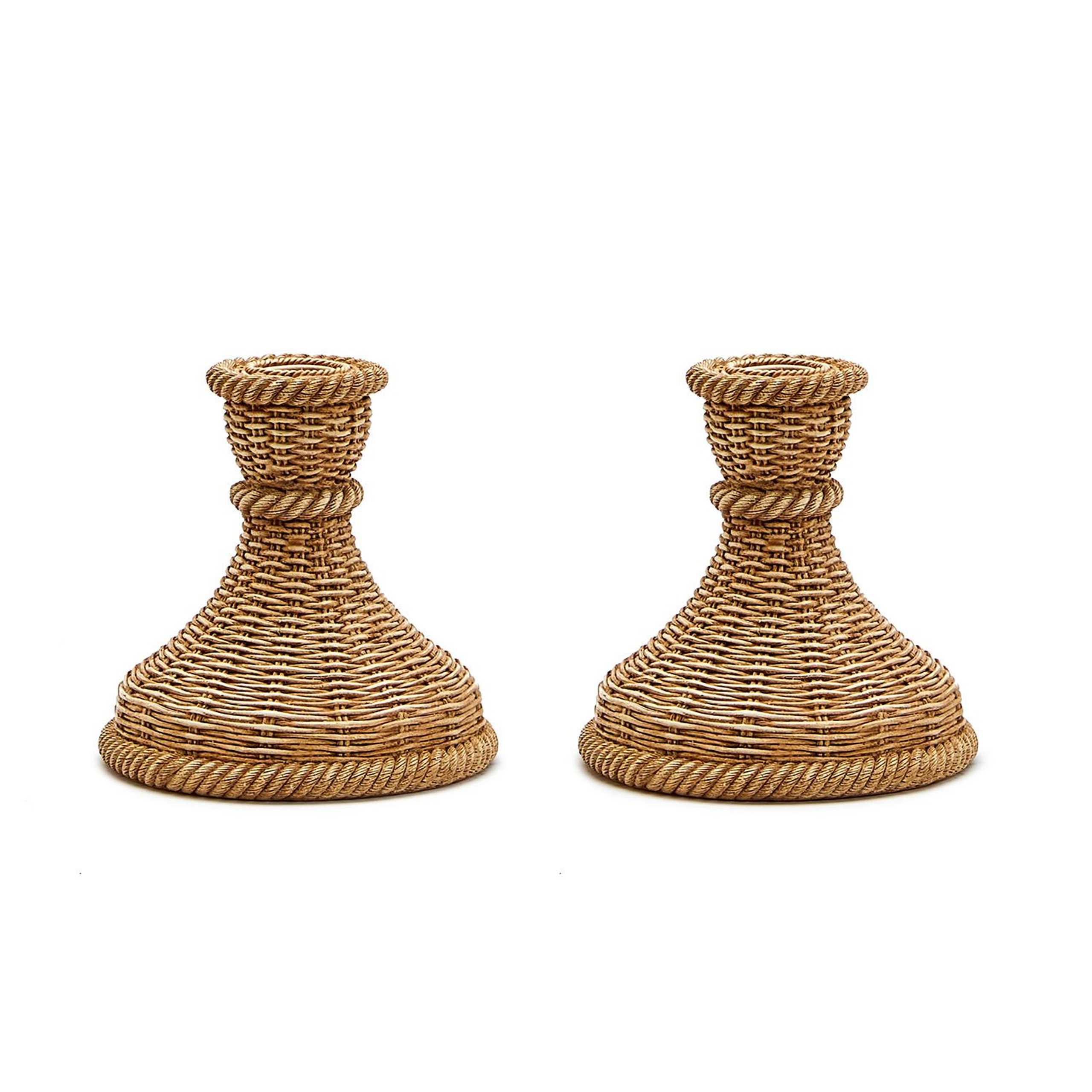 Basket Weave Patterned Candlesticks Set of 2 | Monkee's of Mount Pleasant