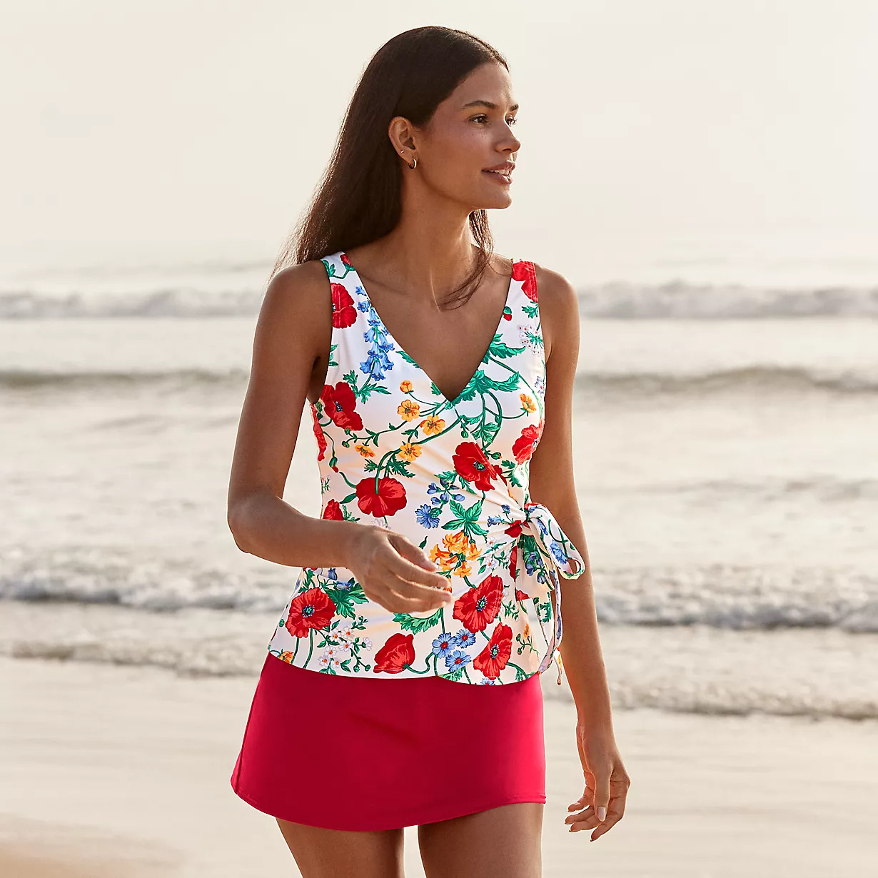 Women's Side Tie Tankini Top | Lands' End (US)