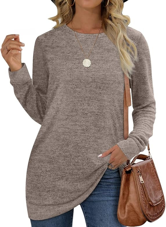 Sweatshirts for Women Crew Neck Long Sleeve Plain Fashion Casual Tops | Amazon (US)