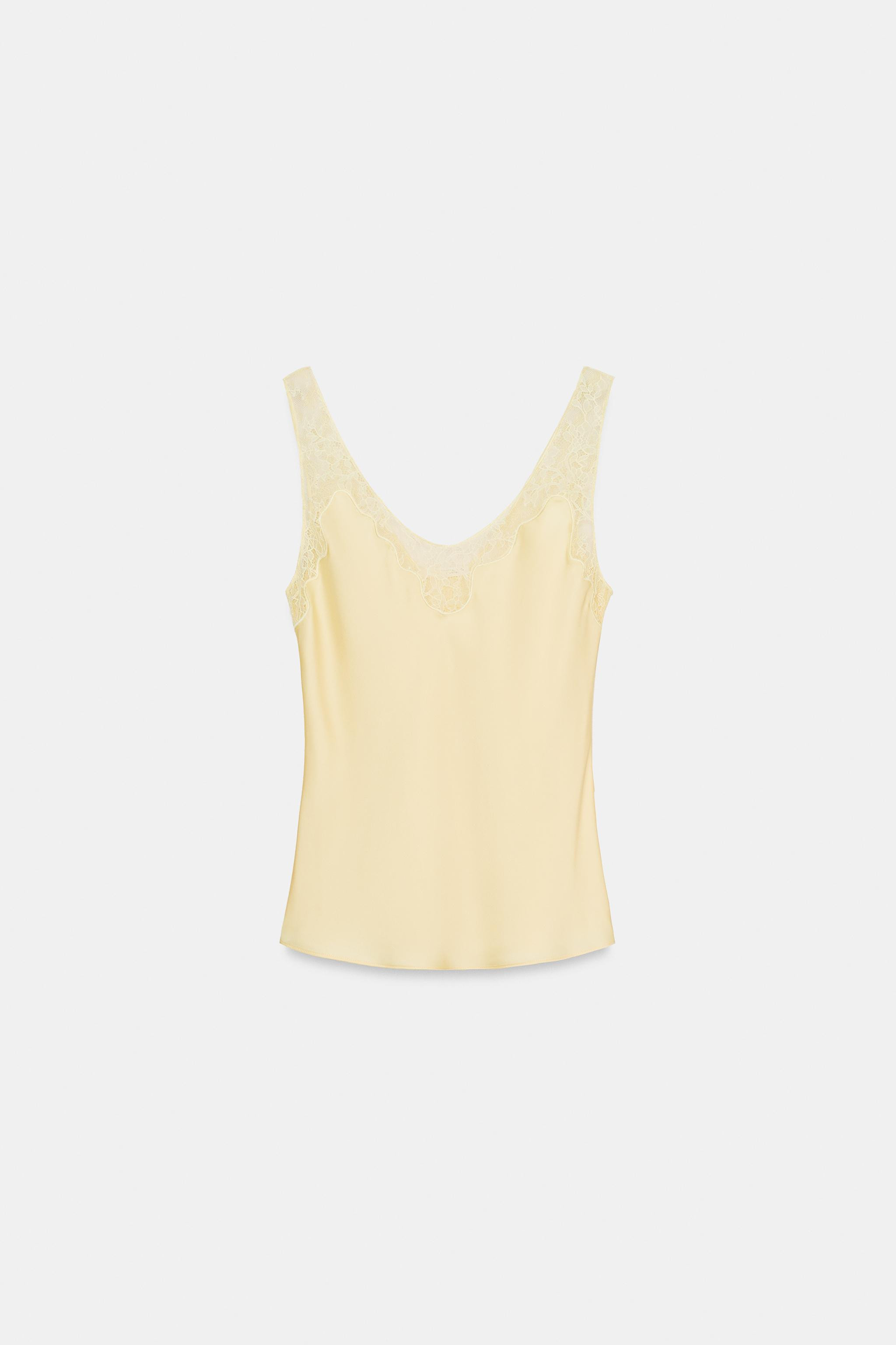 SATIN EFFECT LACE TOP ZW COLLECTION | Zara US