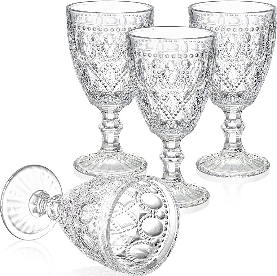 Yesland 4 Pack Classic Goblet Party Glasses - 12 Oz Goblet Trestle Glassware Wine Glasses Goblets -  | Amazon (US)