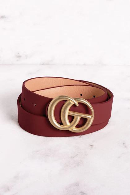 Highlight Burgundy Matte Gold Belt | Shop Priceless