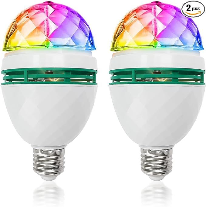 SUNETARY 3W E27 LED Disco Light Bulb Rotating Disco Ball Light Bulb, RGB Lightbulbs Strobe Light ... | Amazon (US)