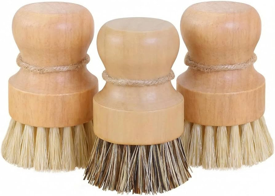 Wooden Dish Scrub Brush - Natural Fiber Kitchen Dish Scrubber Set, for Cleaning Pots, Sink, Table... | Amazon (US)