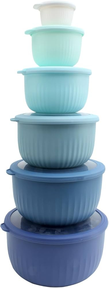 COOK WITH COLOR Prep Bowls with Lids- Wide and Deep Nesting Plastic Small Mixing Bowl Set with Li... | Amazon (US)