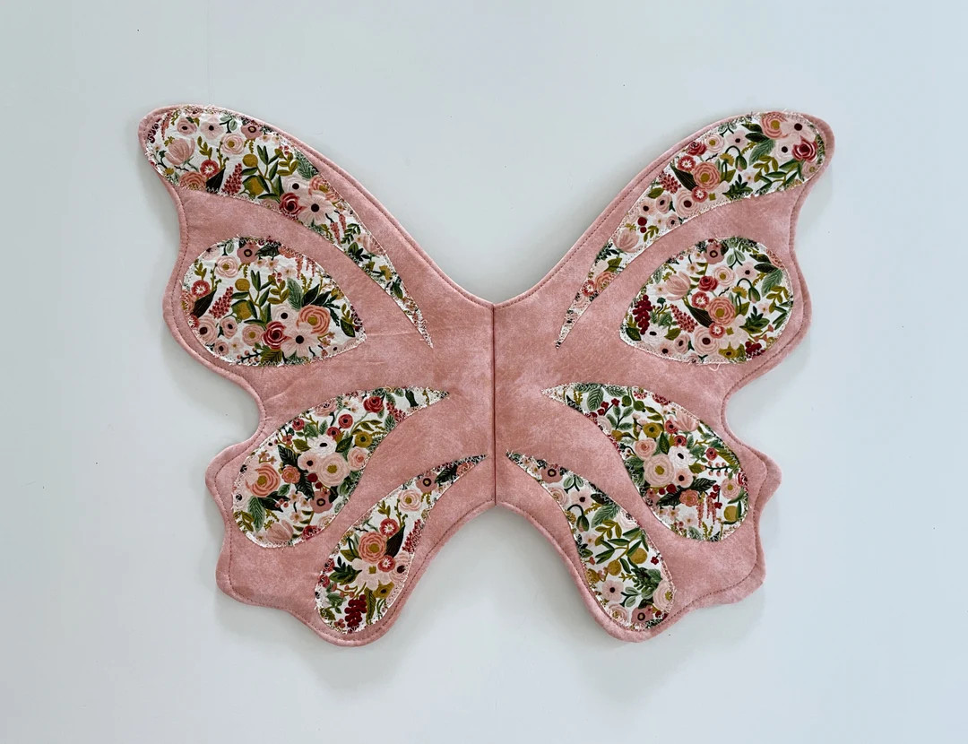 Ready to Ship Dusty Pink Wings With Floral Applique// - Etsy | Etsy (US)