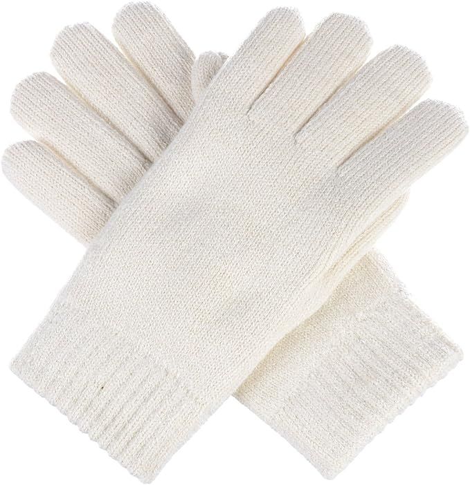 BYOS Winter Women's Toasty Warm Plush Fleece Lined Knit Gloves in Solid & Glitter | Amazon (US)