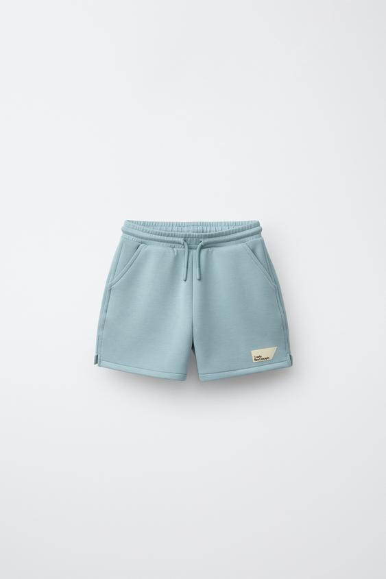 INTERLOCK BERMUDA SHORTS WITH LABEL | Zara UK