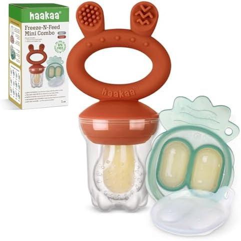 Haakaa Baby Fruit Food Feeder & Mini Freezer Nibble Tray Combo, Breastmilk Popsicle Molds for Bab... | Amazon (CA)