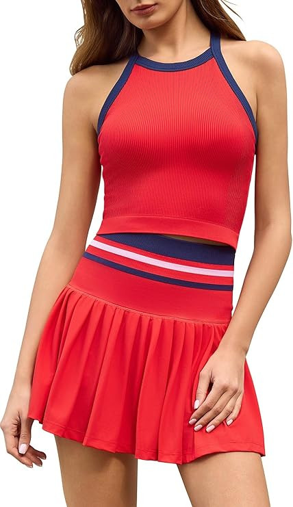 QINSEN Tennis Skirt Set for Women High Waisted Pleated Athletic Pickleball Skirt with Shorts Padd... | Amazon (US)