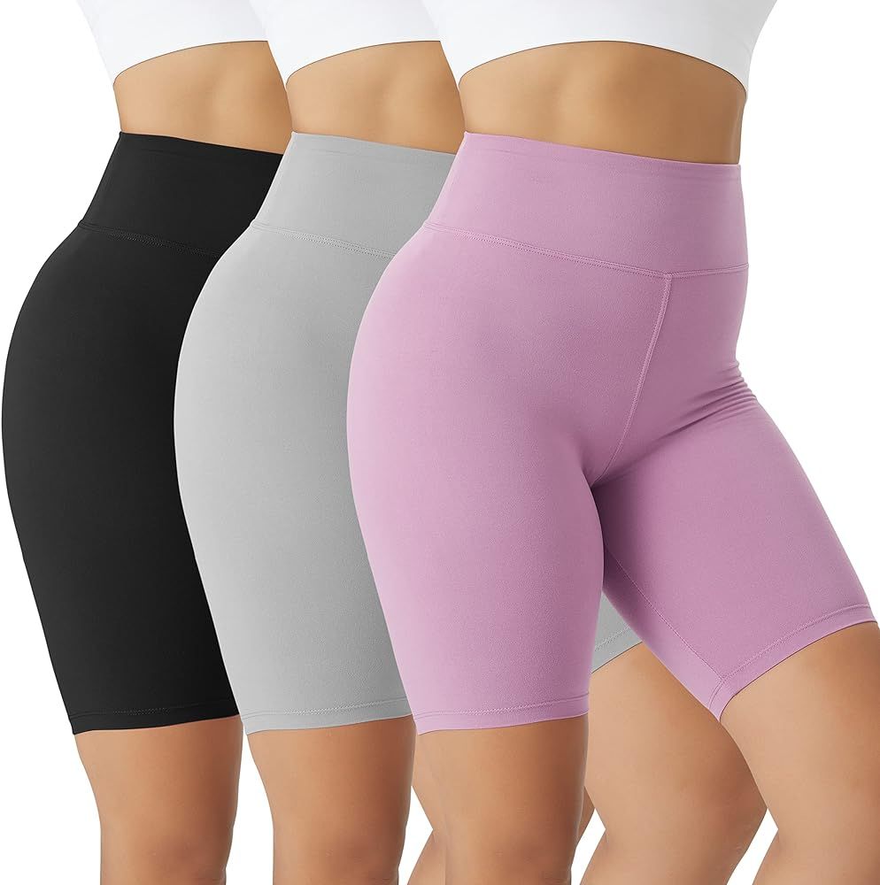 VALANDY Biker Shorts for Women High Waisted Workout Shorts for Women Yoga Pants 8" Soft Opaque | Amazon (US)