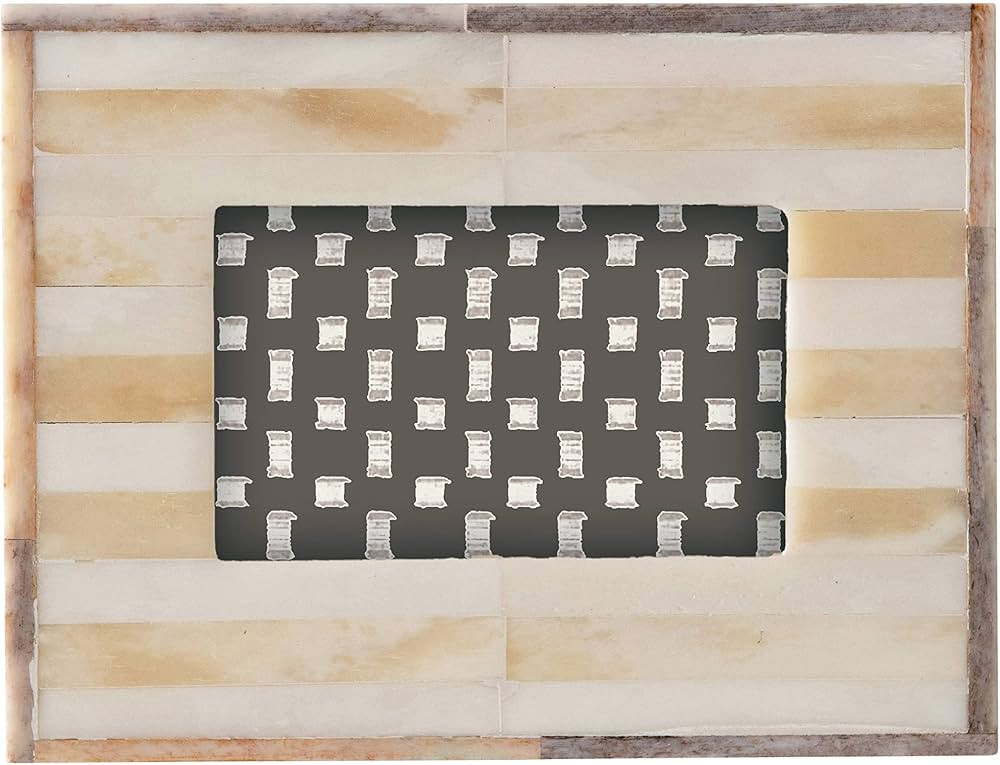 Creative Co-Op Handmade Two-Tone Bone & MDF Photo Frame, Natural (Holds 2" x 3" Photo) | Amazon (US)