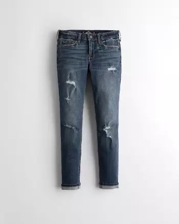 Girls Classic Stretch Low-Rise Crop Super Skinny Jeans from Hollister | Hollister (US)