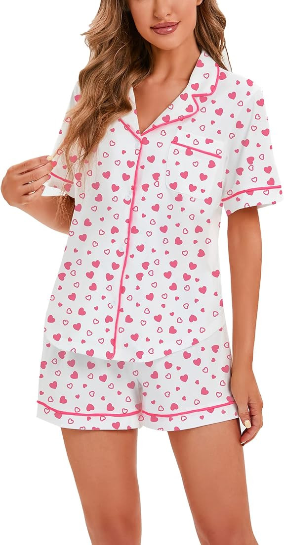LUBOT 100% Cotton Pajamas for Women PJ Set Button-Down Knitted Soft Long Short Sleeve 2 Piece Sle... | Amazon (US)