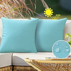 Aqua Outdoor Waterproof Throw Pillow Covers Decorative Turquoise Outside Patio Furniture Cushion ... | Amazon (US)