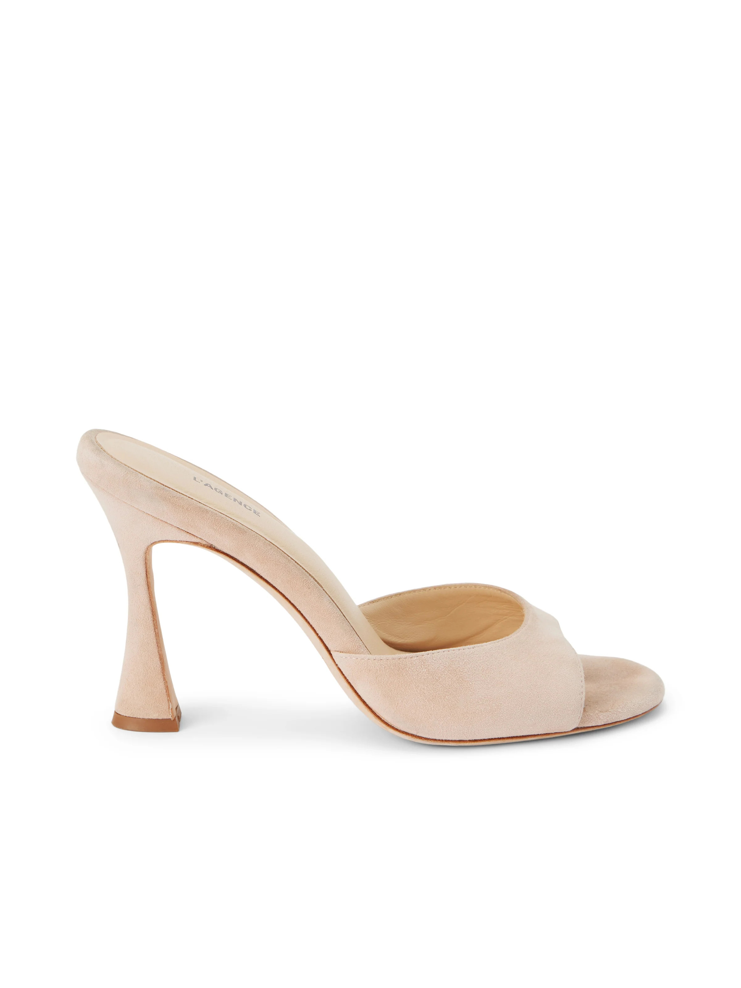 L'AGENCE - Avery Suede Peep-Toe Mule in Pecan Suede | L'Agence