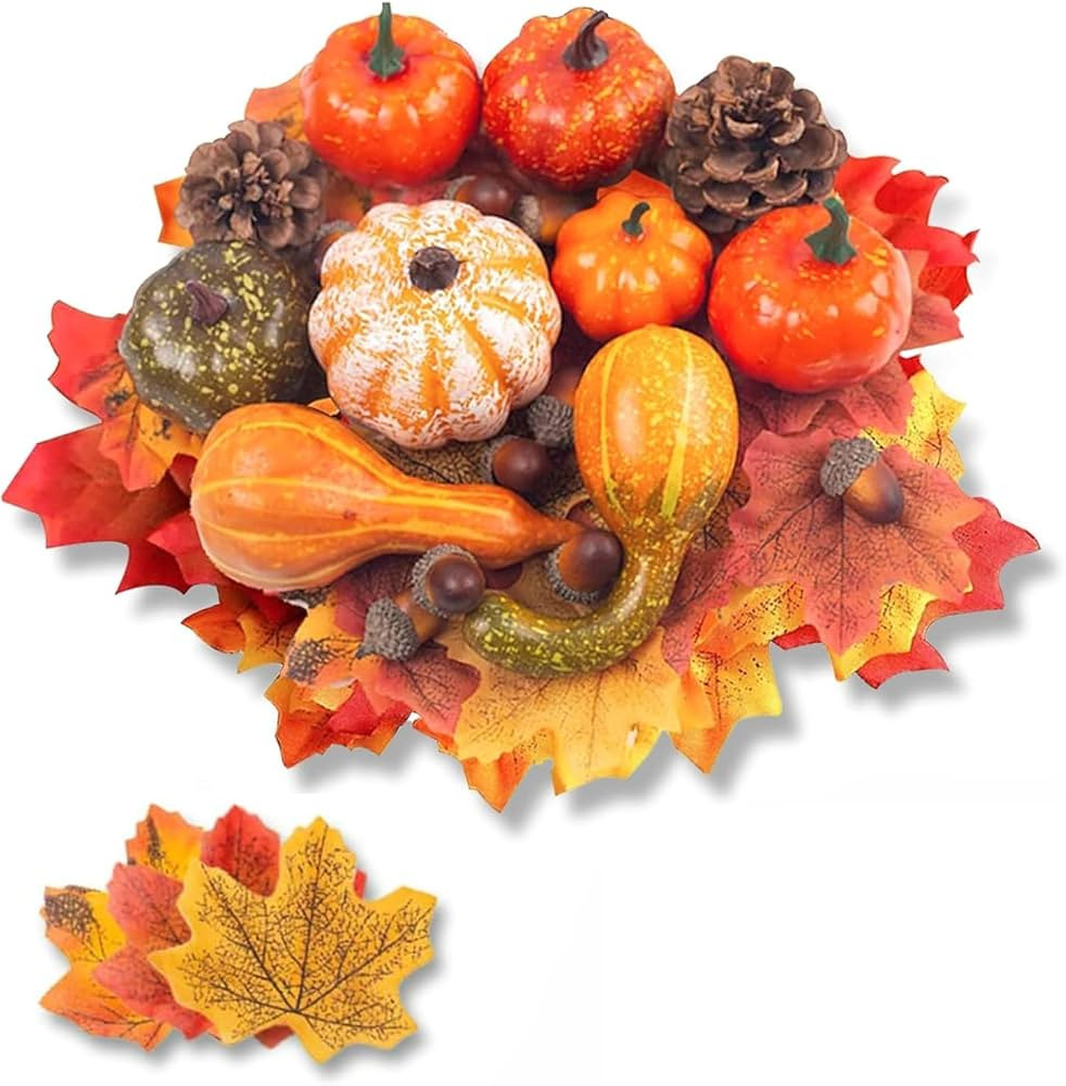 DomeStar 50 PCS Thanksgiving Artificial Pumpkins and Gourds Set Fall Decorations for Home, 8 PCS ... | Amazon (US)