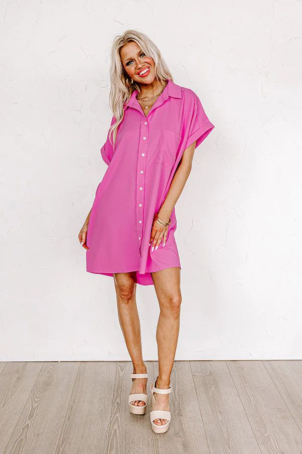 Sunlit Magic Button Up Dress In Pink | Impressions Online Boutique
