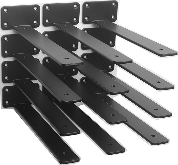 12 Pack - 10 inch Black Hidden L Shelf Bracket (1/5 Inch Thicked) Iron Floating Shelf Brackets Ru... | Amazon (US)