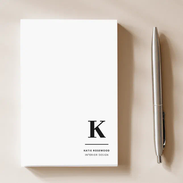 Minimalist Black and White Modern Monogram Post-it Notes | Zazzle