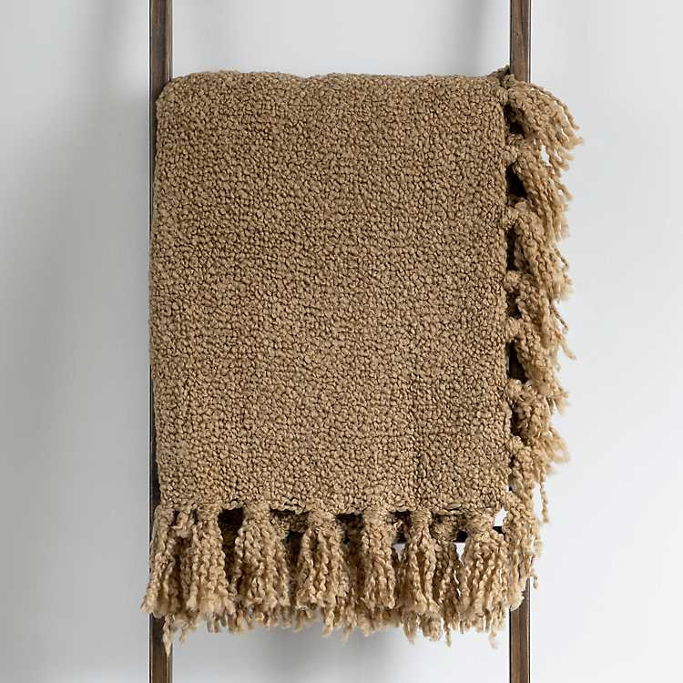 New! Sand Bubble Boucle Fringe Throw | Kirkland's Home