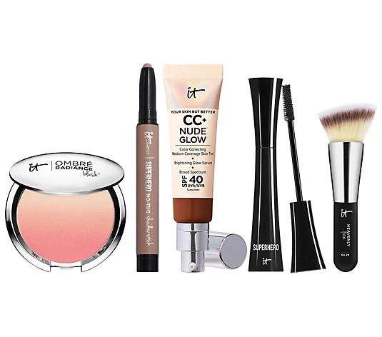 IT Cosmetics Glow w/ IT! CC+ Nude Glow SPF40 5pc Set For Face & Eyes - QVC.com | QVC