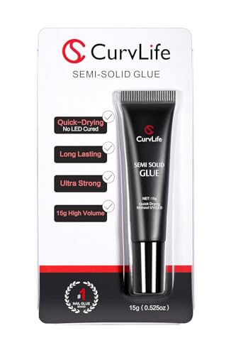 Curvlife Super Strong Nail Glue 15g for Press On Nails - Quick Drying, Semi Solid, Long Lasting, No UV Light Needed | Amazon (US)