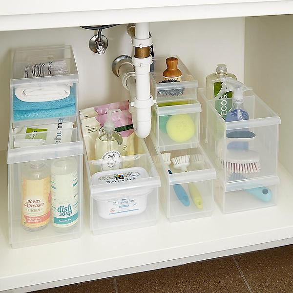 Long Narrow STAK Bin w/ Wheels Clear | The Container Store
