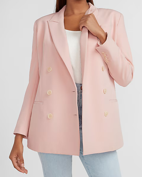 Padded Shoulder Double Breasted Blazer | Express