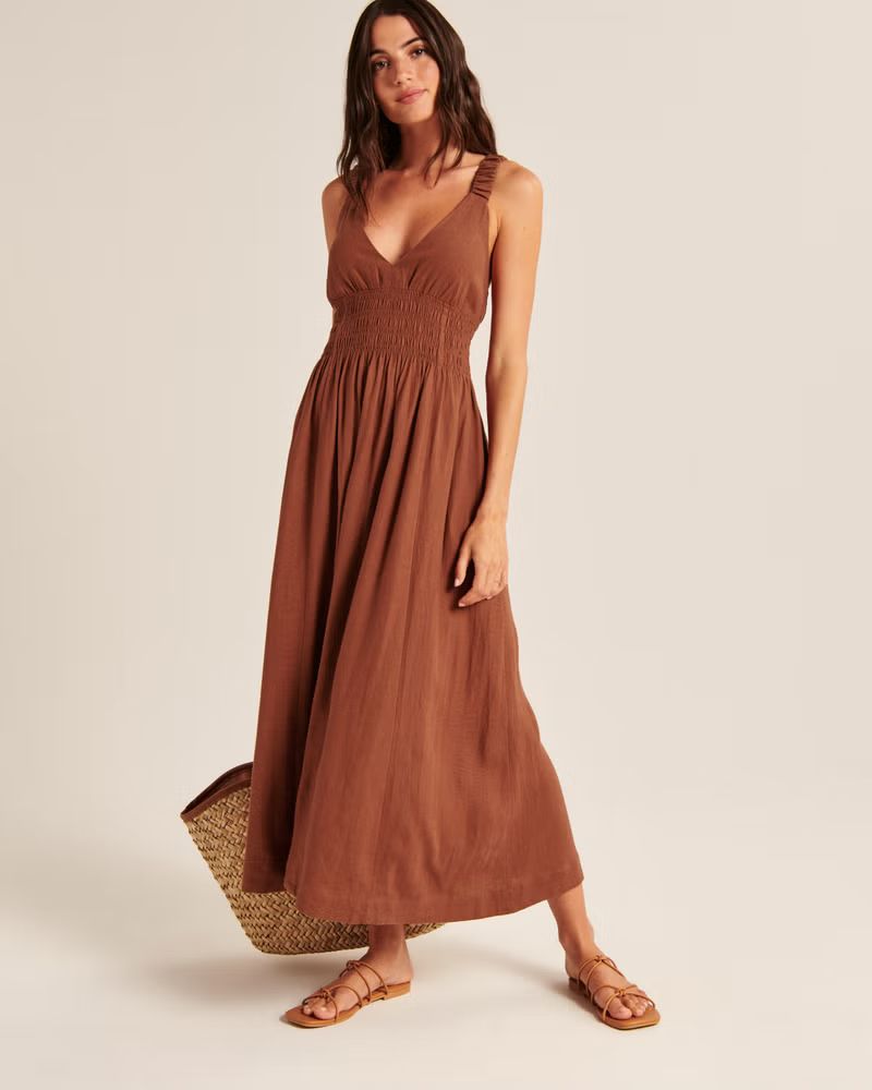 Women's Scrunchie Strap Maxi Dress | Women's The A&F Getaway Shop | Abercrombie.com | Abercrombie & Fitch (US)