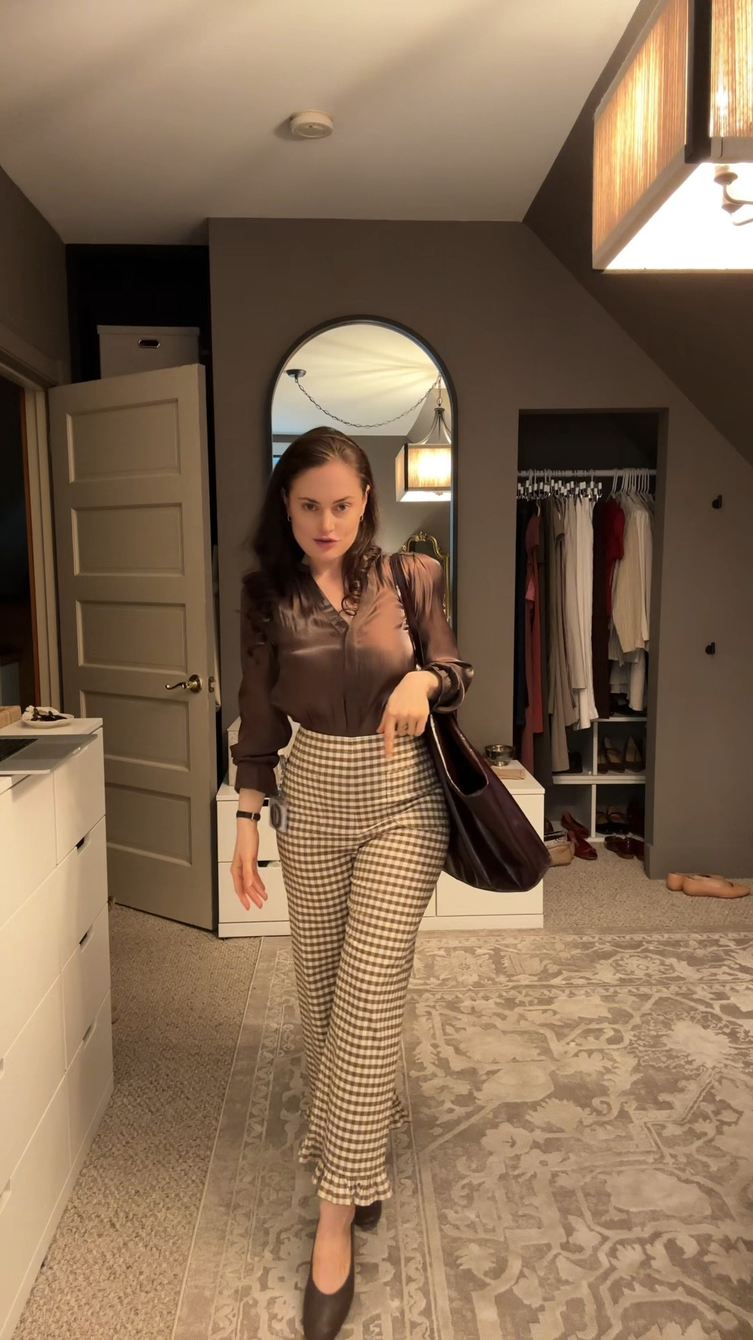 Anthropologie gingham ruffle Collette pants 

#LTKPetite #LTKWorkwear #LTKMidsize