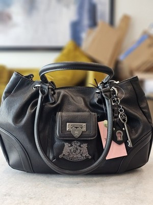 Juicy Couture Royal to Juicy Black Satchel Lock Key Charm Shoulder Bag NWT | eBay | eBay US
