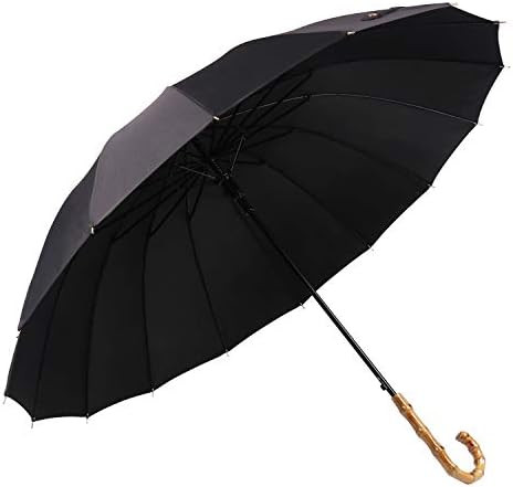 ThreeH Bamboo Black Umbrella for Rain Auto Open Solid Color Fashionable and Simple 190T 16 Ribs,K... | Amazon (US)