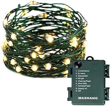 MASHANG Christmas Lights Battery String Lights 33FT 100 Micro LEDs Starry Lights Fairy Lights Fir... | Amazon (US)