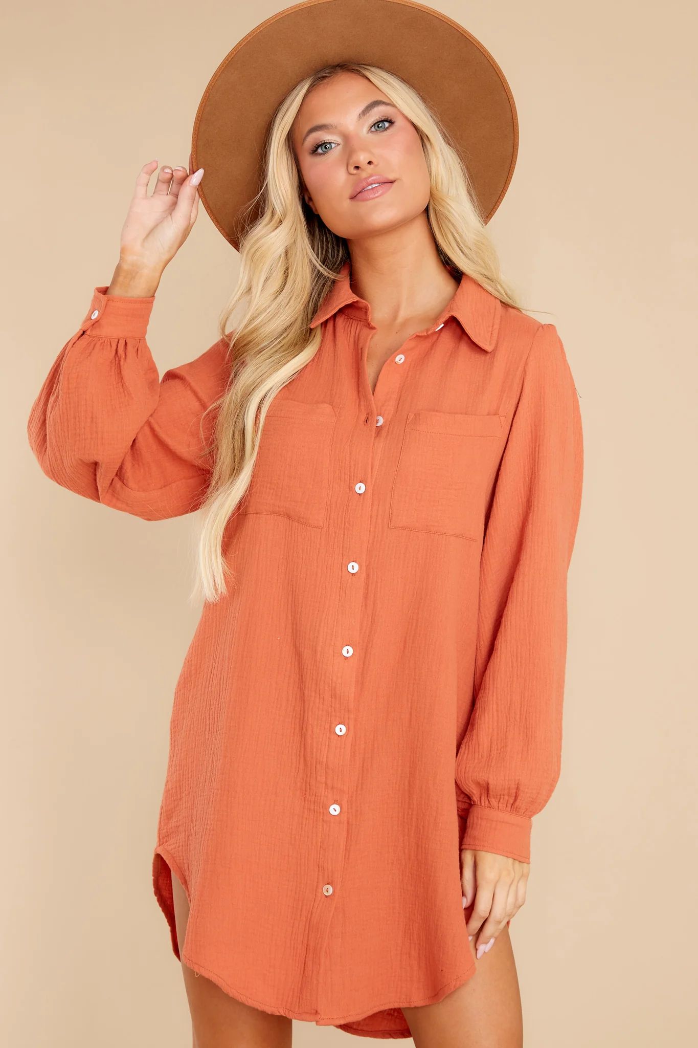 Scenic Outings Rust Orange Tunic Top | Red Dress 