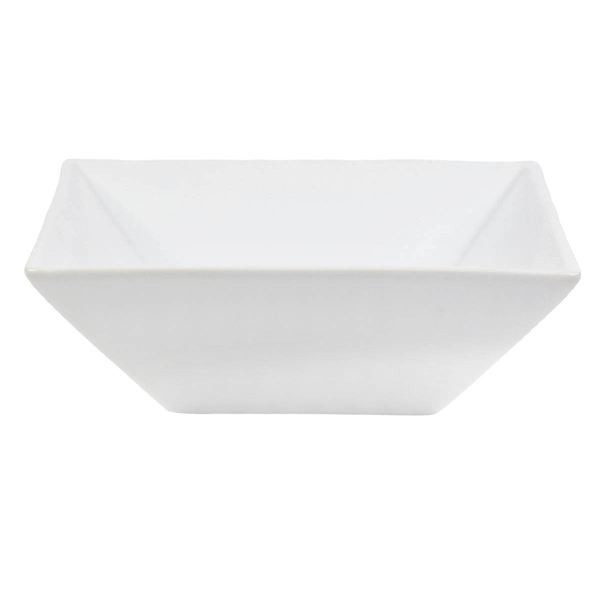Super White Porcelain Hard Square Dinner Bowl, 7.2", sold by At Home | At Home