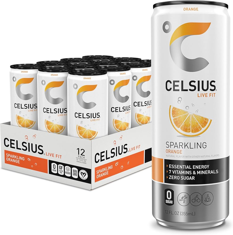 CELSIUS Sparkling Orange, Functional Essential Energy Drink 12 Fl Oz (Pack of 12) | Amazon (US)