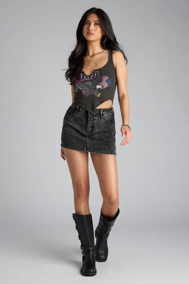 Keep It Cool Mid-Rise Acid-Wash Denim Skort | Windsor Stores