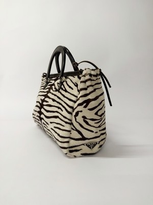 Prada Zebra Print Top Handle Bag Pony Hair & Brown Leather | eBay UK
