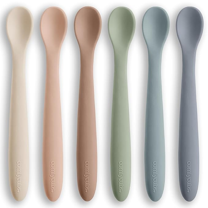 Comfy Cubs Silicone Baby Spoons Set 6-Pack, Sand 6.46 x 0.95 in – BPA Free, Soft Gum-Safe Toddl... | Amazon (US)