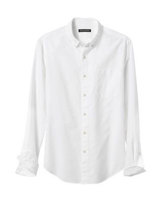 Banana Republic Mens Grant Slim-Fit Cotton-Stretch Oxford Shirt White Size L | Banana Republic US