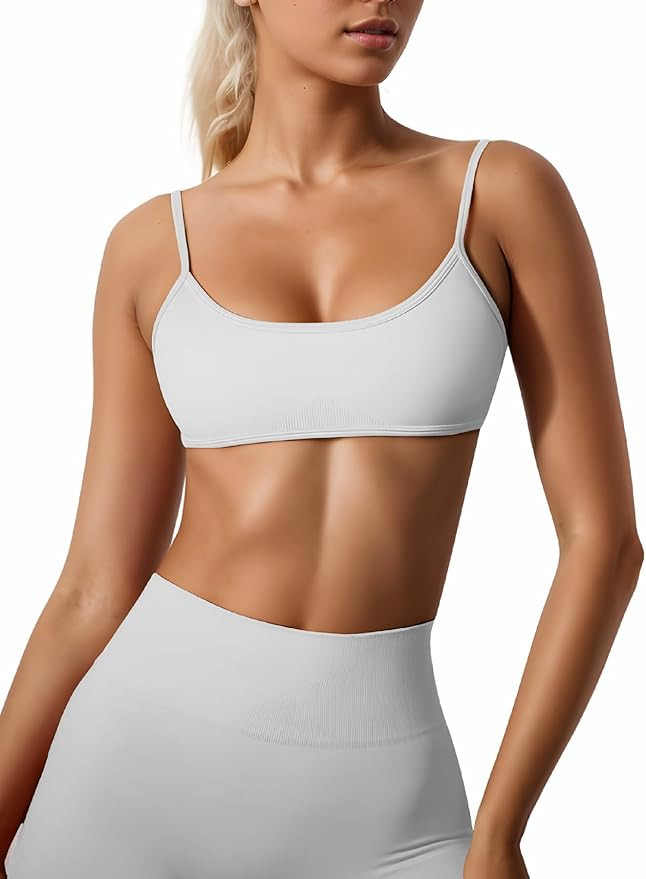 Sunzel Super Sculpt Seamless Open Back Sports Bra with Padding, Low Impact Spaghetti Adjustable S... | Amazon (US)