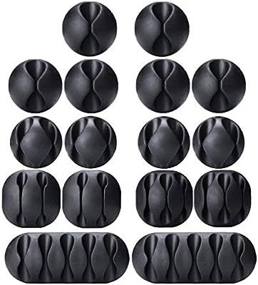 OHill Cable Clips, 16 Pack Black Cord Organizer Cable Management for Organizing Cable Cords Home ... | Amazon (US)