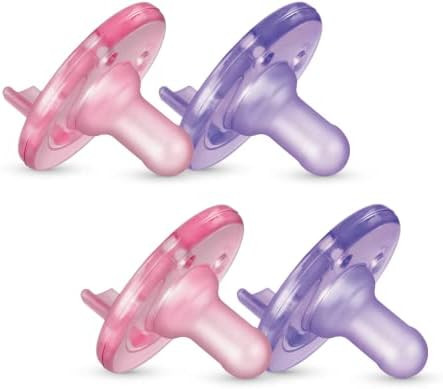 Philips AVENT Soothie Pacifier, Pink/Purple, 0-3 Months, 4 Pack, SCF190/42 | Amazon (US)