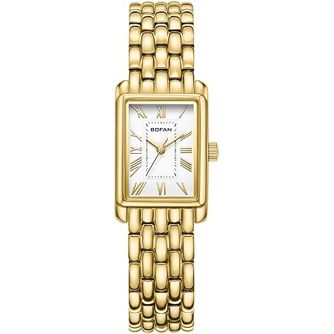 Watches for Women Vintage Bracelet Roman Dial Rectangular Case Gold Watch Waterproof with Tools | Amazon (US)