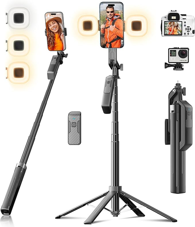 Selfie Stick Phone Tripod - 71 inch Tall Cell Phone Holder with Detachable Wireless Remote and 2 ... | Amazon (US)